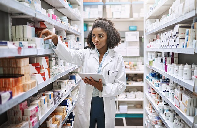 young female pharmacist working