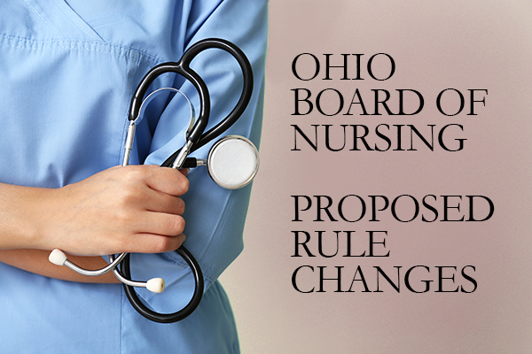 Ohio Board of Nursing Proposed Rule Changes - a medical professional's arm holding a stethescope.